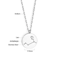 Collier signe du zodiaque Lion en acier inoxydable plaqué or 18 carats, rond - Lion - Acier