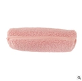 Pink plush teddy fleece pencil case with zipper closure for student stationery - Baby Pink