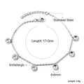 Silver stainless steel bracelet with six round 6mm cubic zirconia stone charms - Silver Chain Large White Round Zirconia Style (BR26300AS)