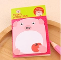 Cute pink pig animal sticky notes with apple design and green paper packaging - Pig Sticky Note