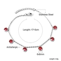 Silver stainless steel chain bracelet featuring six faceted red gemstones in bezel setting - Silver Chain Large Red Round Zirconia Style (BR26300RS)
