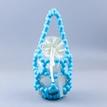Bolso tipo cubo de cuentas azul cielo hecho a mano con forro de satén blanco mujer - Azul Lago