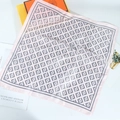 Foulard quadrato in seta rosa con motivo geometrico grigio e scatola regalo arancione - Rosa Chiaro / 70x70cm