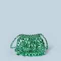 Smaragdgrüne handgewebte Pailletten-Tasche mit metallischen ringverknüpften Pailletten - Grün