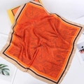 70cm orange paisley silk scarf for women featuring elegant patterns and retro border - 70x70cm / 2# Red (70-146)
