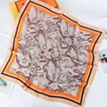 70cm vintage orange paisley silk scarf displayed elegantly with high-quality gift packaging - 70x70cm / 3# Light Khaki (70-146)