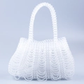 Handgefertigte klare Perlenhandtasche mit Wellentextur und halbrunden Tragegriffen - Transparent