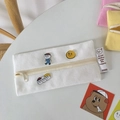Estuche blanco de lona con pines lindos y etiqueta O,LD en estilo macaron - Blanco (Con Pines)