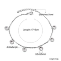 Bracelet en acier inoxydable antiallergique avec cinq breloques en cristal rond et chaîne - Zircon blanc rond (BR26310AS)