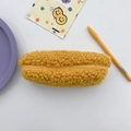 Soft yellow teddy fleece pencil case with matching zipper and minimalist aesthetic - Yellow