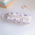 Schattig canvas etui met konijnenprint, grote capaciteit en draagbare zijhandgreep - Konijn