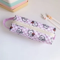 Paars geruit etui met schattige berenprint en een handig draaglint hengsel - Beer