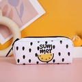 Detail of cute white pencil case with summer watermelon print and thick black zipper - Watermelon