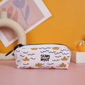 Detail of cute canvas pencil case with summer ship print and large ring zipper pull - Origami Boat