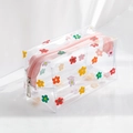 Neceser transparente de PVC con estampado floral y cierre de cremallera rosa chic - Flor colorida / 18x9x9.5cm