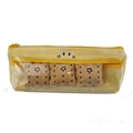 Astuccio giallo in peluche a forma di biscotto con finestra in PVC e piccoli peluche - Giallo chiaro