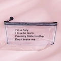 Transparente achteckige Federmappe mit schwarzem Reißverschluss und Slogan-Print - Triangular Letter