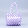Elegante bolso de mano lavanda con cuentas de acrílico transparentes y diseño tejido a mano - Lavanda