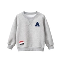 Sweat gris classique pour enfants avec broderie A et bords-côtes sur fond blanc neutre - 90cm / Gris Chiné / Lettre A