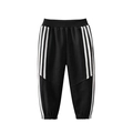 Classic black boys' sports sweatpants with side white stripes and elastic cuffs - 100 / Black