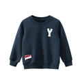 Sweat-shirt enfant en polaire bleu marine avec broderie Y et poignets côtelés - 90cm / Bleu Royal / Lettre Y
