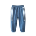 Classic blue boys sports pants with triple white stripes and elastic waistband - 100 / Army Blue