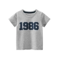 Boy's light grey cotton short sleeve T-shirt with vintage blue 1986 number print - 90cm / Heather Grey