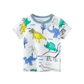 T-shirt da bambino in cotone a maniche corte con stampe colorate di dinosauri cartoni - 90cm / Bianco Sporco