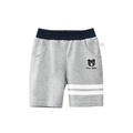 Pantaloncini grigi in cotone per bambino con vita blu elastica e stampa di orsetto - 100 / Grigio Melange