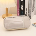 Astuccio in tela con finestra trasparente e grande capacità in colore crema beige - Bianco Sporco