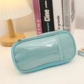 Dettaglio dell'astuccio in tela verde menta con grande finestra in PVC trasparente portaoggetti - Verde Frutta