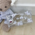 Transparent PVC makeup bag featuring white cartoon poodle prints with top zipper closure - Multi-Dog Clear Storage Bag