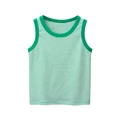 Kids green and white striped sleeveless cotton tank top with ribbed crew neck for summer - 90cm / Fruit Green & White