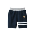Pantaloncini casual per bambini blu navy con ricamo orso e strisce bianche - 100 / Blu reale
