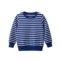 Classic navy and white striped long sleeve sweatshirt for kids in soft cotton fabric - 90cm / Blue and White Stripes