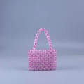 Handgefertigte Mini-Perlenhandtasche aus irisierendem pink-violettem Acryl für Damen - Violett