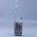 Mini bolso para móvil con mariposas de metal plateado y bolsa interior de satén suave - Plateado