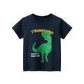 T-shirt bimbo in cotone blu scuro con stampa di dinosauro T-Rex e scritta - 90 / Blu reale