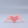 Mini borsa a tracolla con perline rosa a forma di cuore, fatta a mano per bambine in stile chic - Rosa