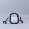 Mini borsa di perle fatta a mano con perle acriliche nere e trasparenti e tracolla - Trasparente+Nero