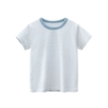 Classic blue and white striped cotton T-shirt for kids with a ribbed crew neck design - 90 / Water Blue & White