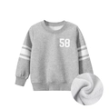 Grey kids sweatshirt with white number 58 print and warm fleece lining detail - 90cm / Heather Grey
