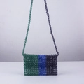 Bolso bandolera de cuentas hecho a mano con bloques de color verde azul y morado - Verde+Azul+Negro