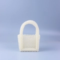 Handmade beaded pearl handbag with U-shaped handle and rectangular vintage design - Milky White