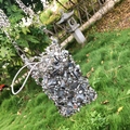 Secchiello floreale in cristallo scintillante con fodera argento e tracolla - Grigio chiaro