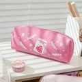 Pink strawberry pattern pencil case with large capacity and Japanese style aesthetic - Pink