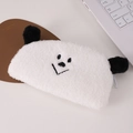 Schattig pluche panda etui van zacht wit bont met een grote capaciteit rits opbergruimte - Wit Etui