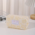 Floral yellow pencil case with sweet girl tag and embossed jacquard fabric texture - Floral Yellow
