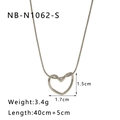 Detail showing silver heart pendant dimensions on a thin snake chain necklace - Silver Style (NB-N1062-S)