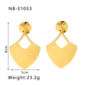 Detailed size view of large 18k gold hollow geometric earrings measuring 8cm by 5cm - Gold Geometric Hollow Style (NB-E1053) / 18K Gold